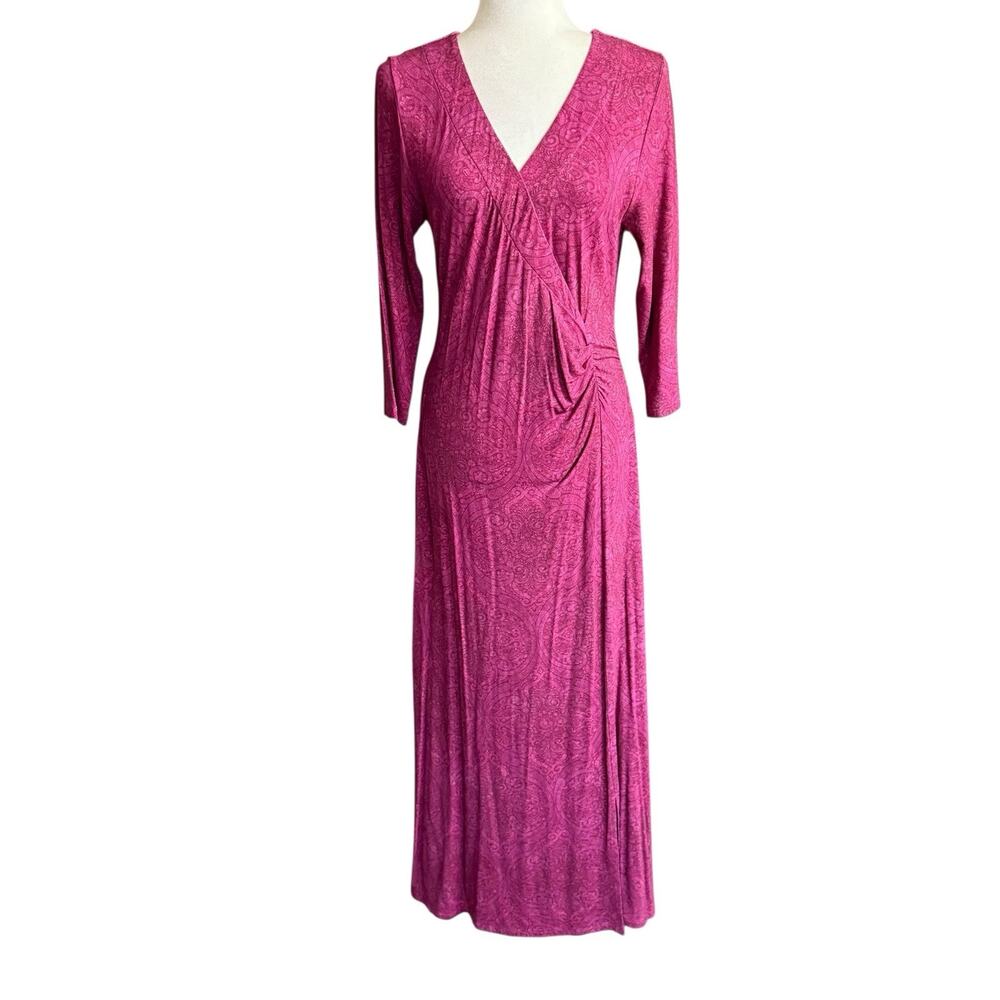NWT $150 Soft Surroundings Hyannis Maxi Dress Tapestry Multi MEDIUM 3/4 Sleeves